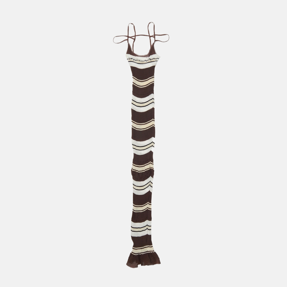 Super Flea Market+Jacquemus+Brown striped midi dress+Saffron Vadher1